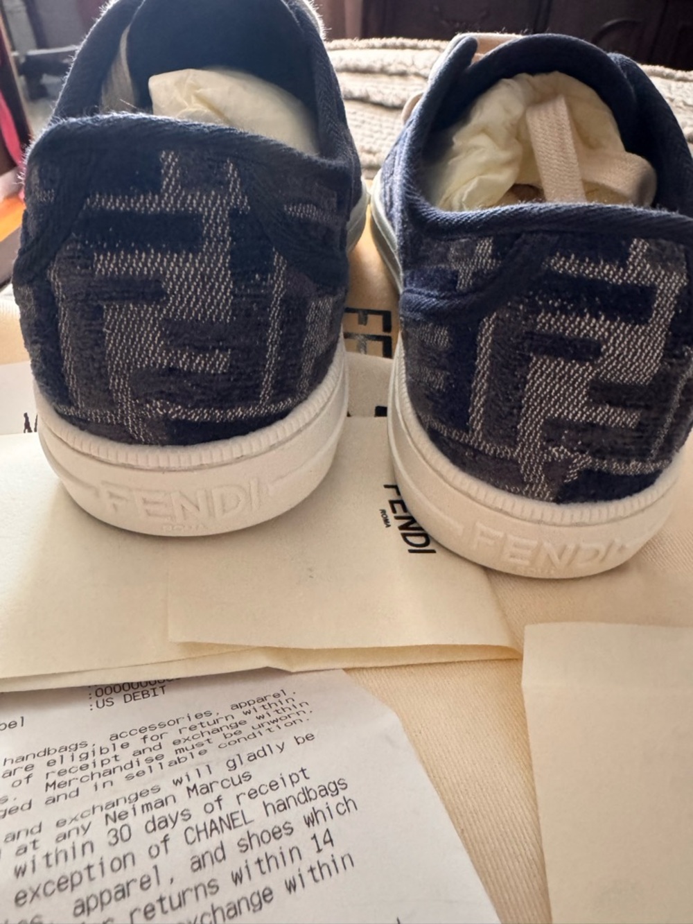 Fendi Women Domino FF Chenille Jacquard Low-Top Sneakers - Picture 4 of 5